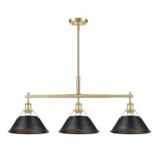  3306-LP BCB-BLK - Orwell BCB 3 Light Linear Pendant in Brushed Champagne Bronze with Matte Black shades